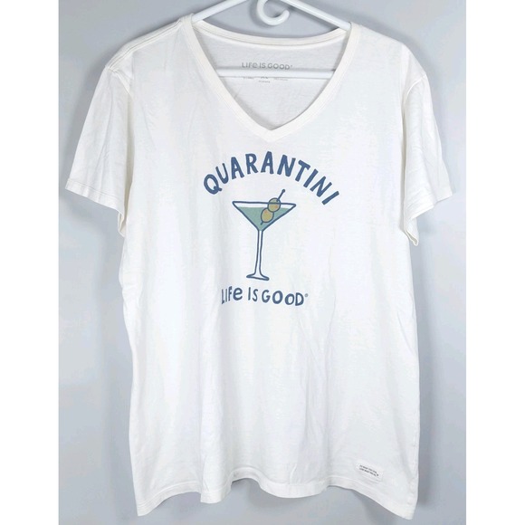 Life is Good Crusher Tee Shirt Top XL Short Sleeve Quarantini Martini‎ White - Picture 1 of 6